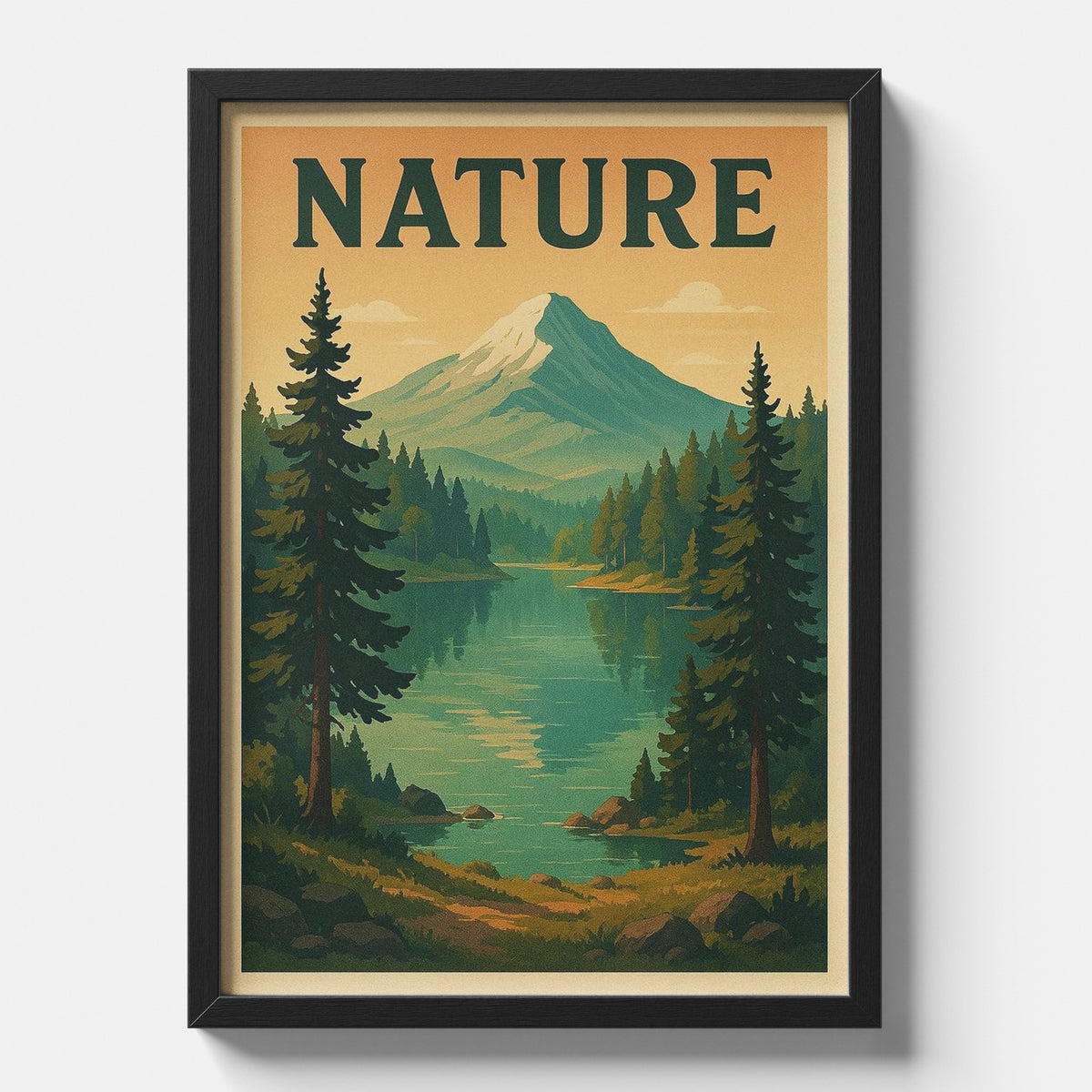 Mountain Lake - Vintage Nature Poster Travel Print