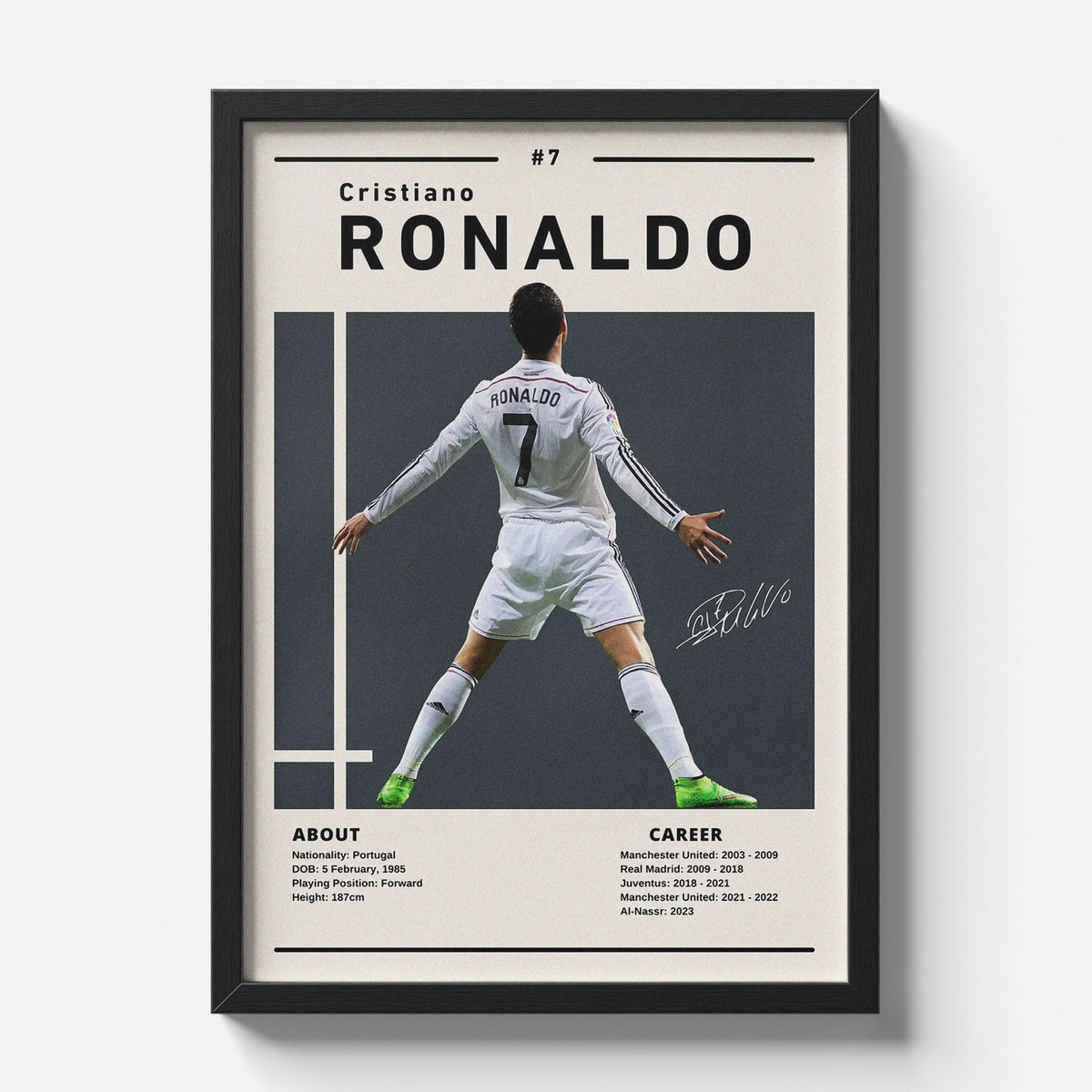 Cristiano Ronaldo CR7 Poster | Football Legend Minimal Wall Art