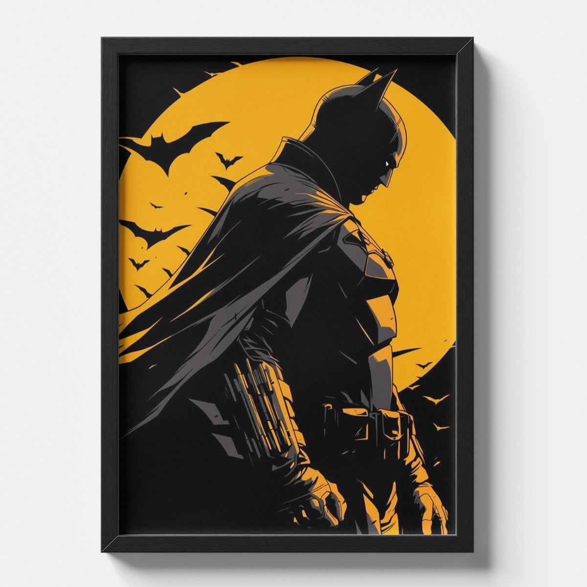 Batman Silhouette with Yellow Moon