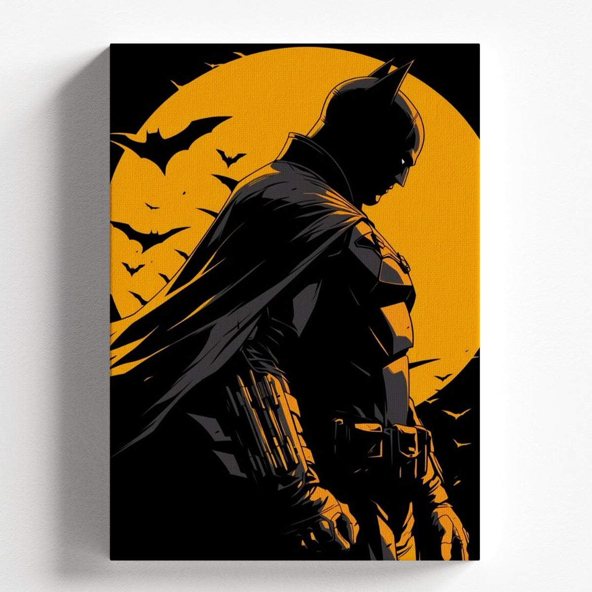 Batman Silhouette with Yellow Moon