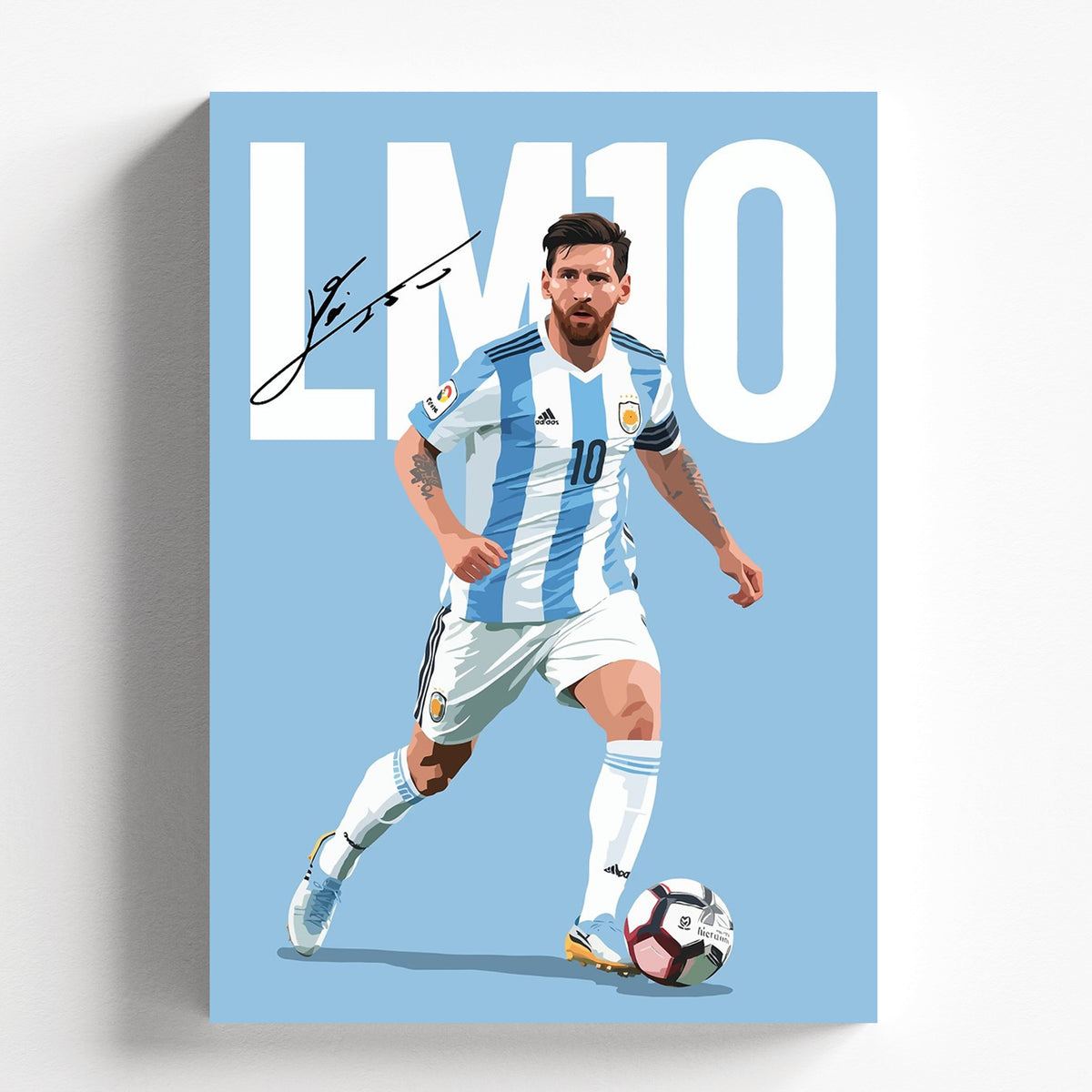 Lionel Messi Argentina LMO Football Poster | GOAT Soccer Wall Art Print