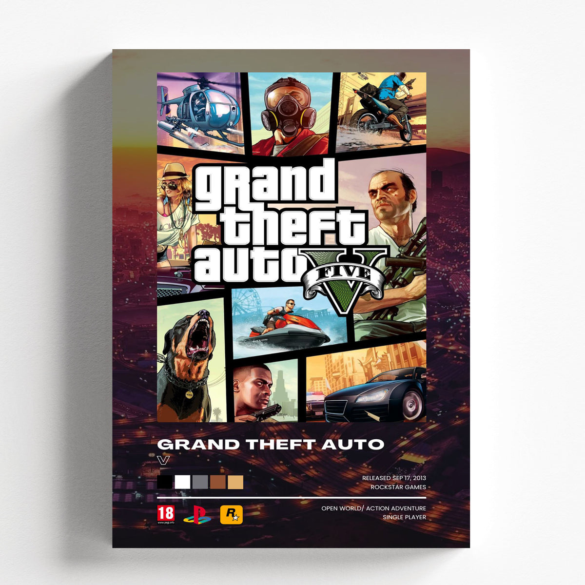 Grand Theft Auto V Classic Collage Game Poster