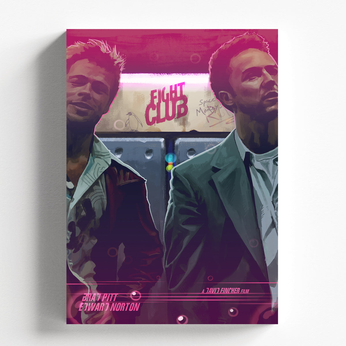 Fight Club Illustrated Duo Cinematic Movie Poster Wall Art