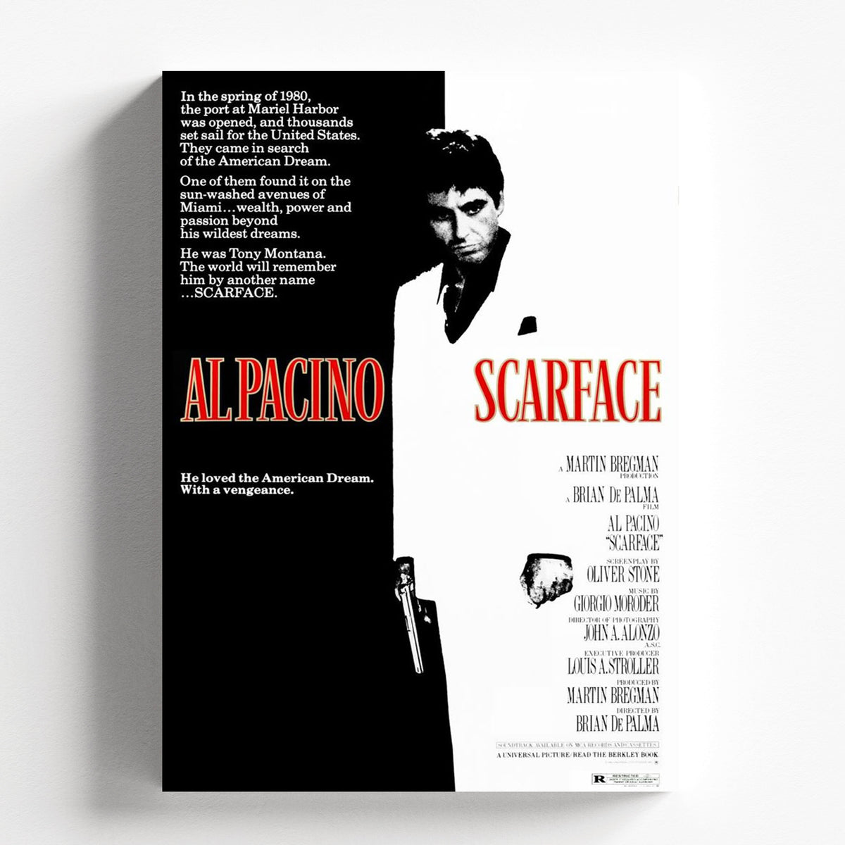 Scarface Al Pacino Minimal Black White Classic Poster