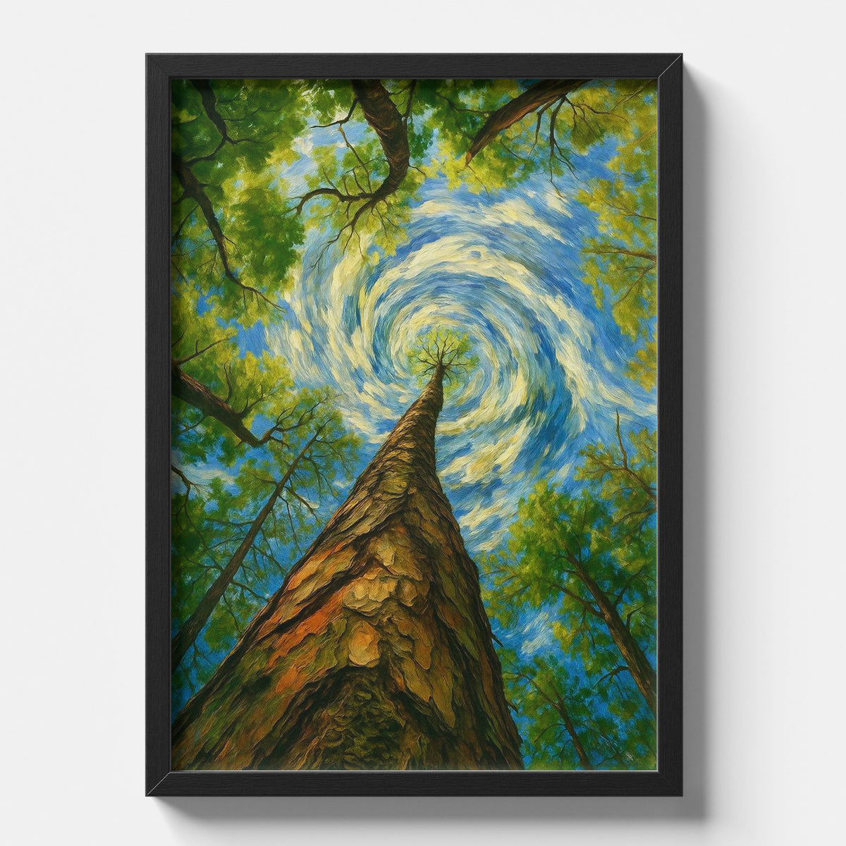 Swirling Sky Looking Up Trees