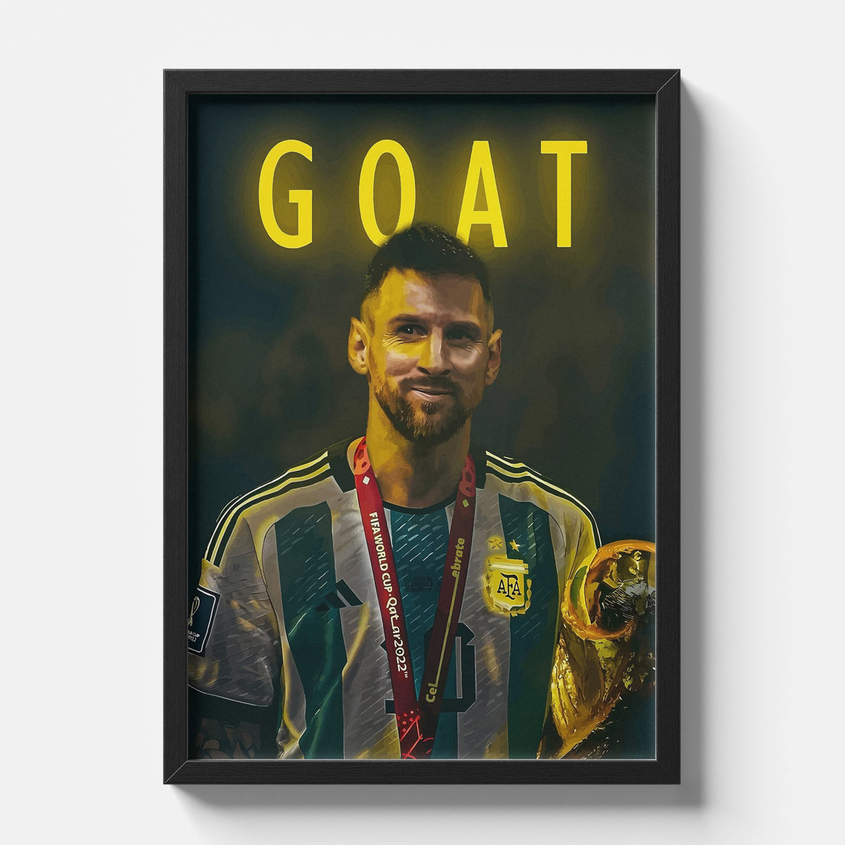 Lionel Messi GOAT Poster | World Cup Champion Football Wall Art