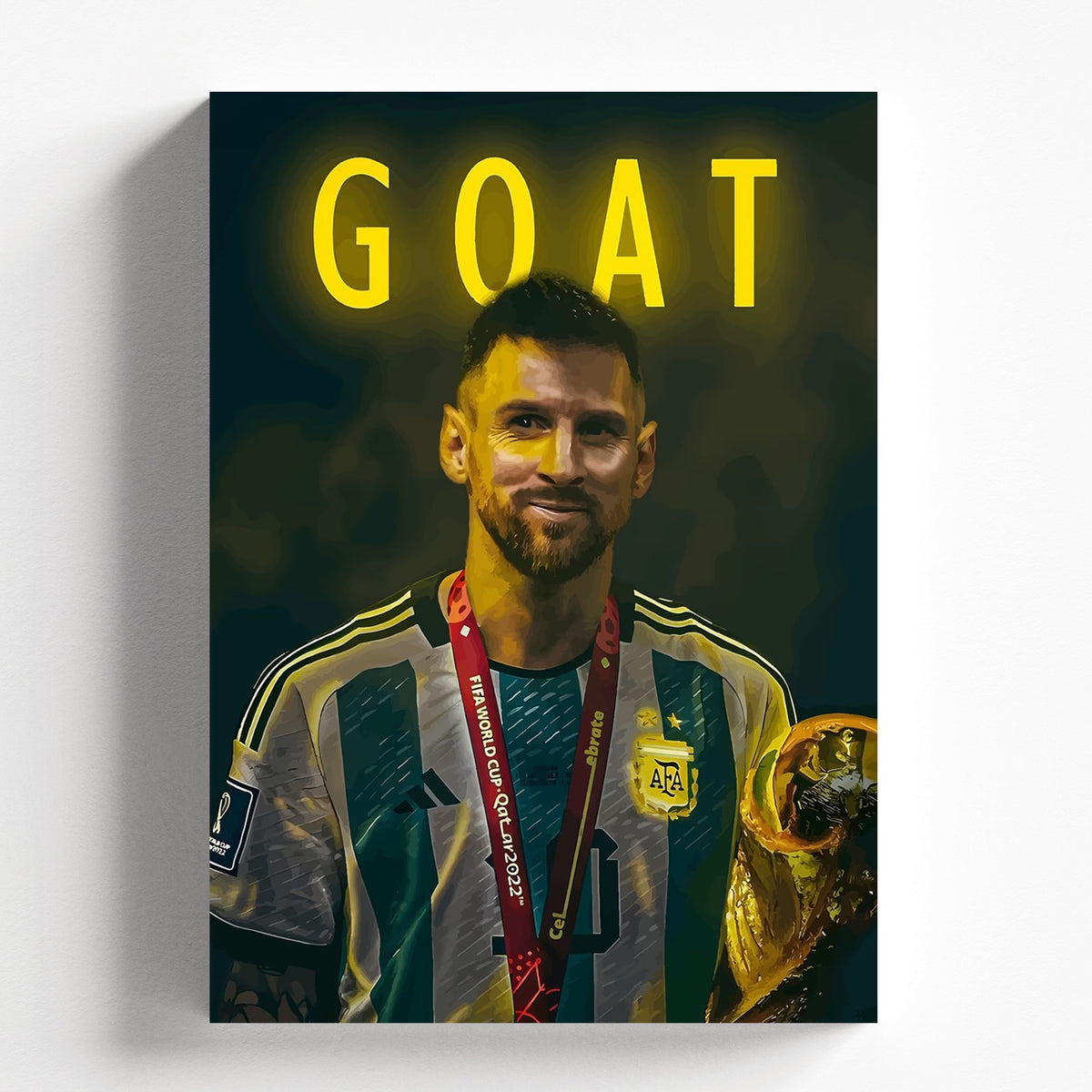 Lionel Messi GOAT Poster | World Cup Champion Football Wall Art