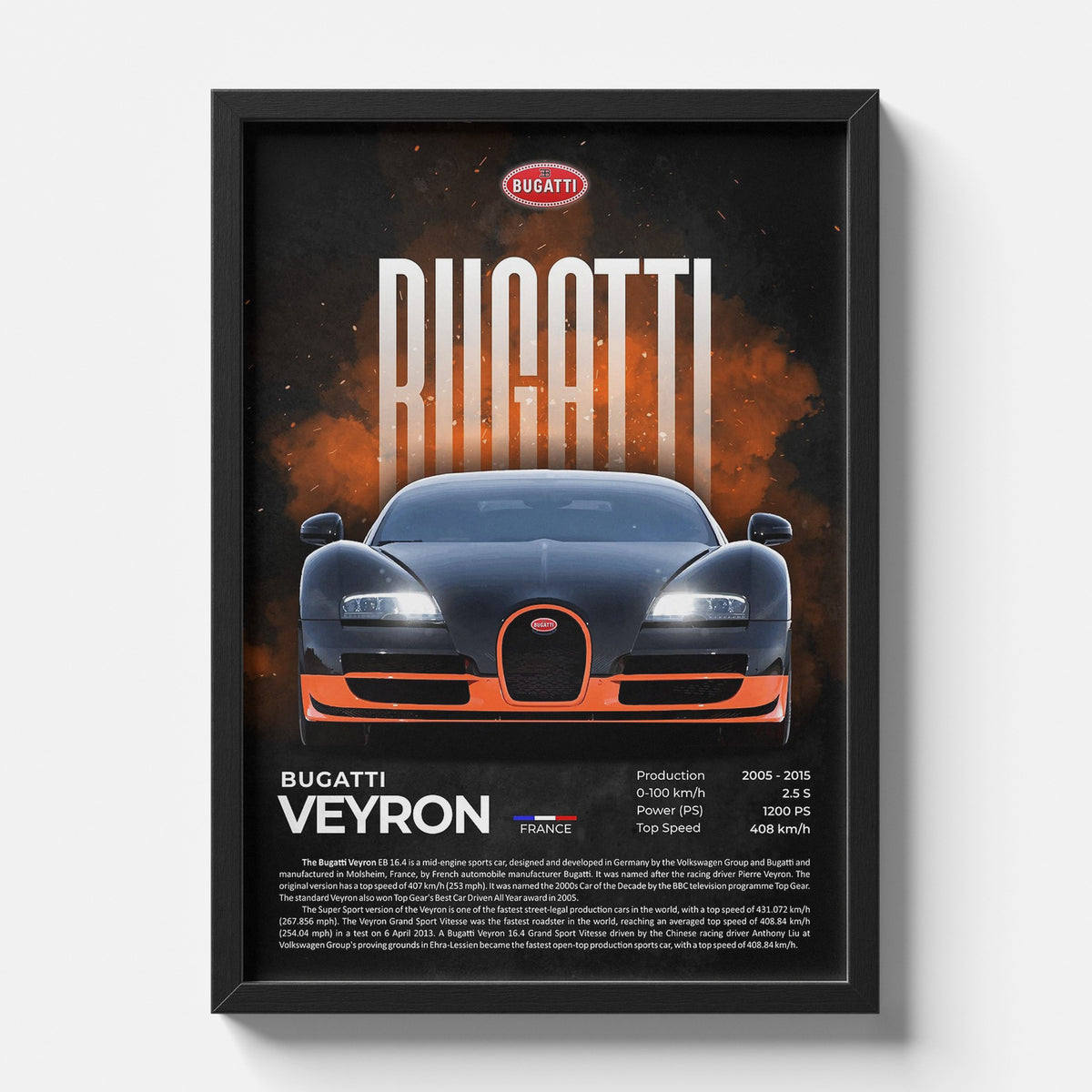 Bugatti Veyron Hypercar Poster | Legendary W16 Supercar Automotive Wall Art