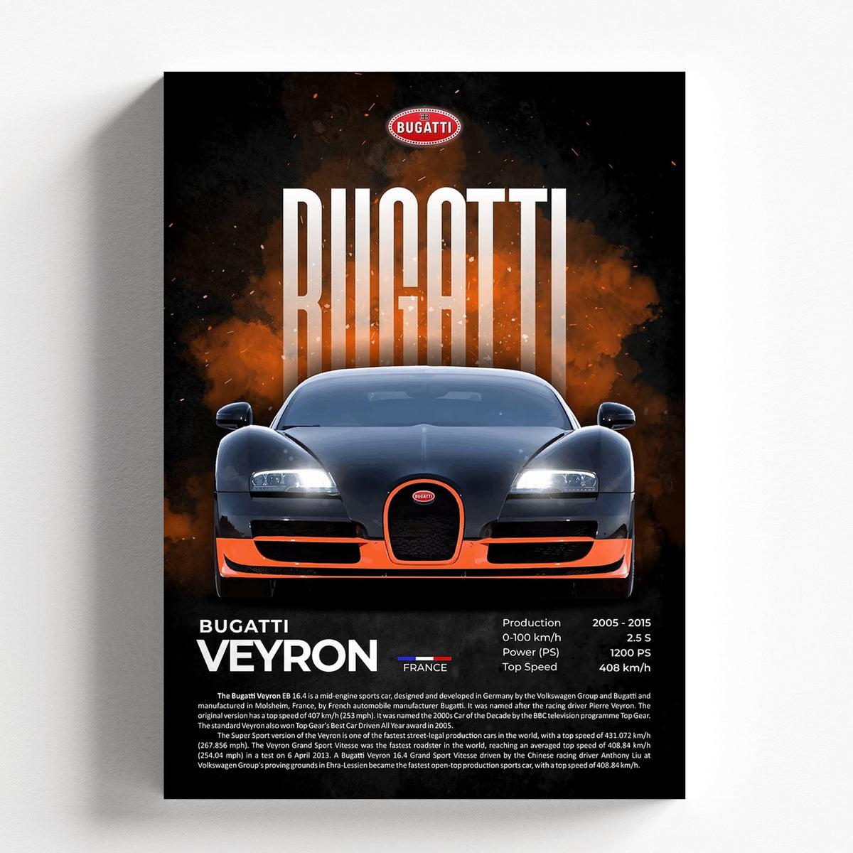 Bugatti Veyron Hypercar Poster | Legendary W16 Supercar Automotive Wall Art