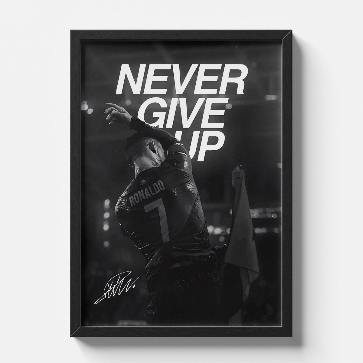 Cristiano Ronaldo Never Give Up Poster | Motivational Football Wall Art