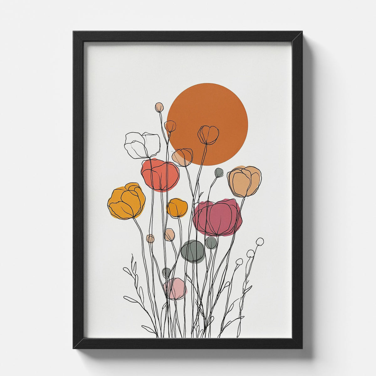Minimal Floral Line Art Warm Tones Modern Wall Print