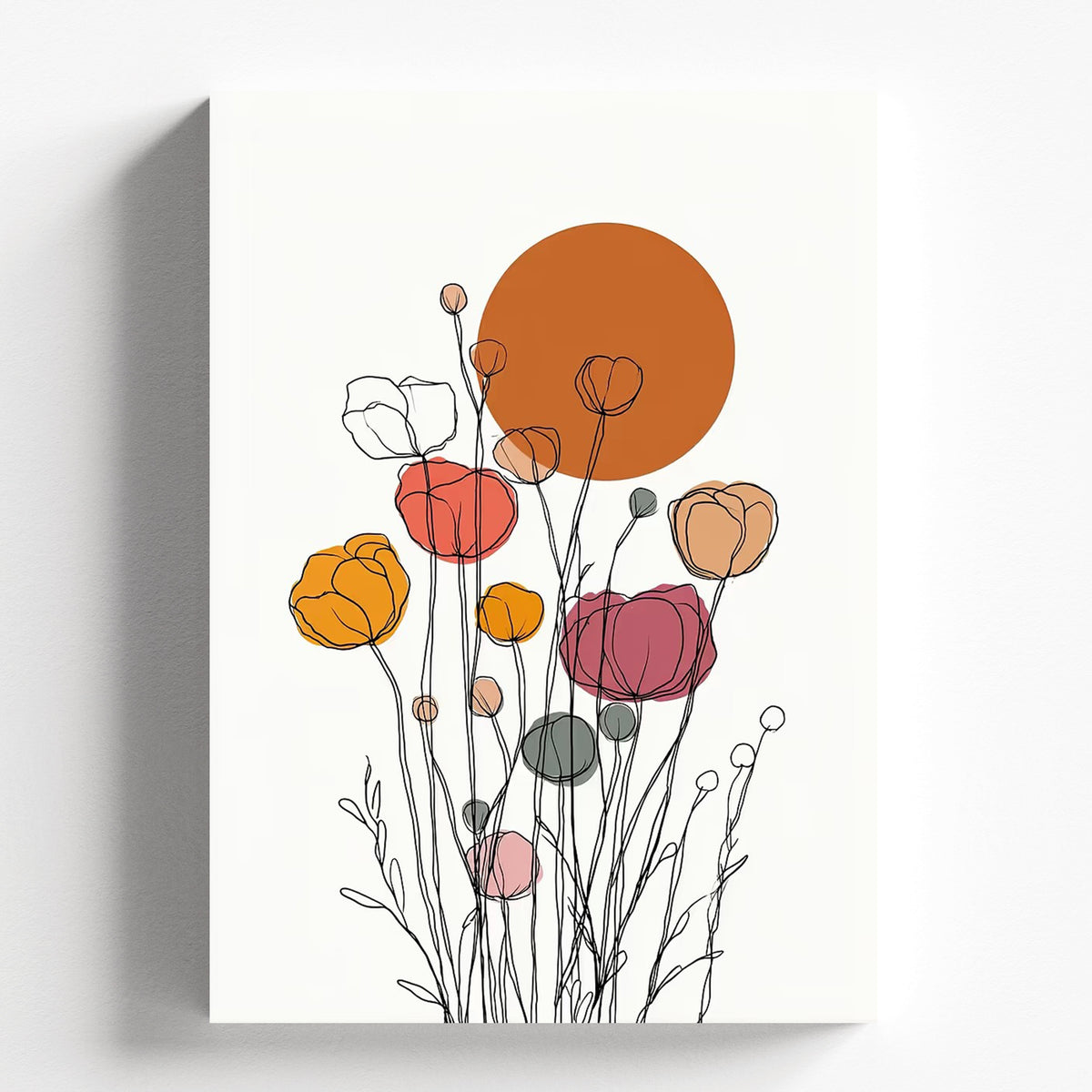 Minimal Floral Line Art Warm Tones Modern Wall Print