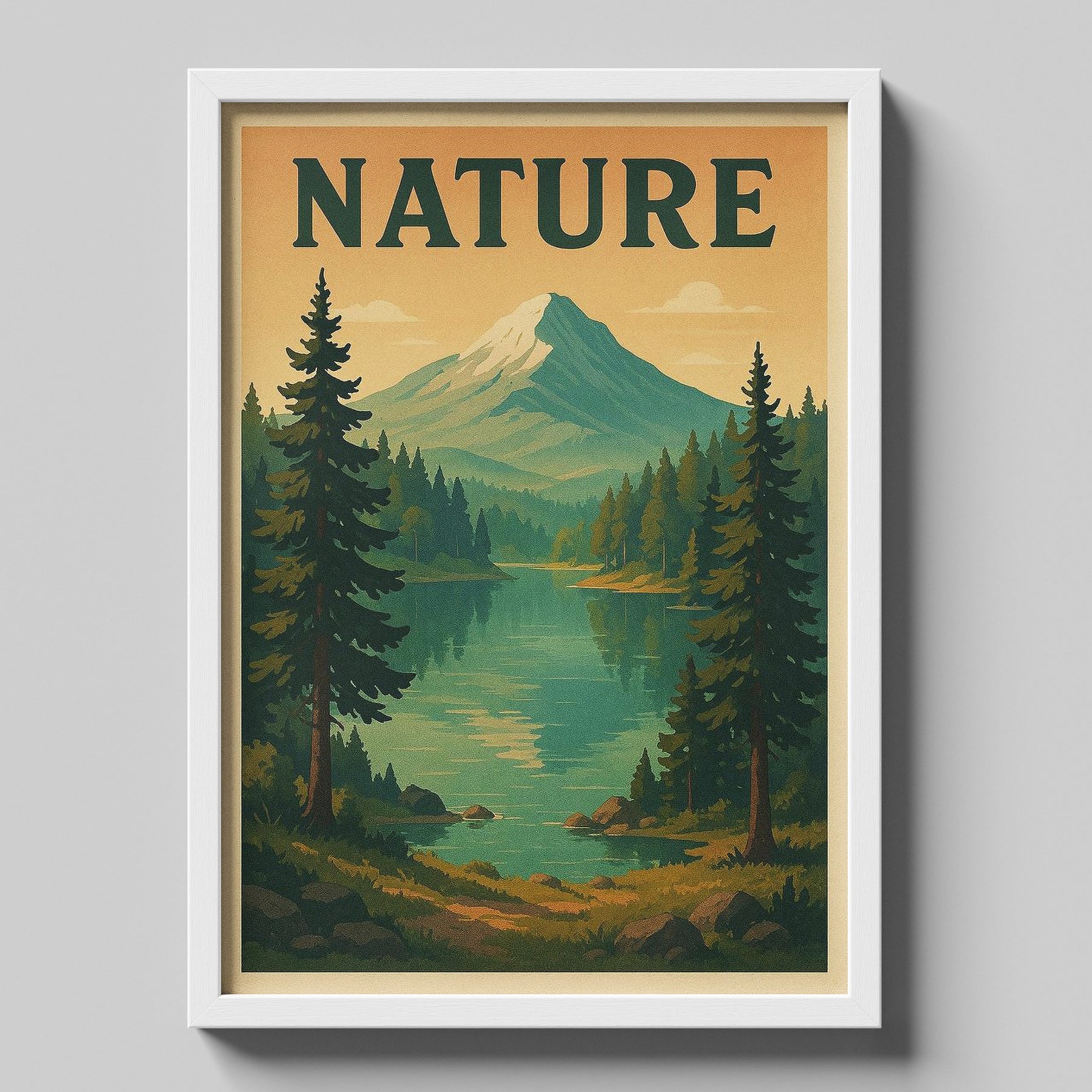 Mountain Lake - Vintage Nature Poster Travel Print