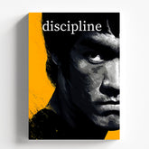 Bruce Lee Discipline Motivational Poster Minimalist Black Yellow Wall Art