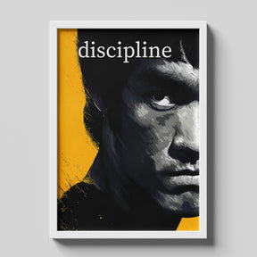 Bruce Lee Discipline Motivational Poster Minimalist Black Yellow Wall Art