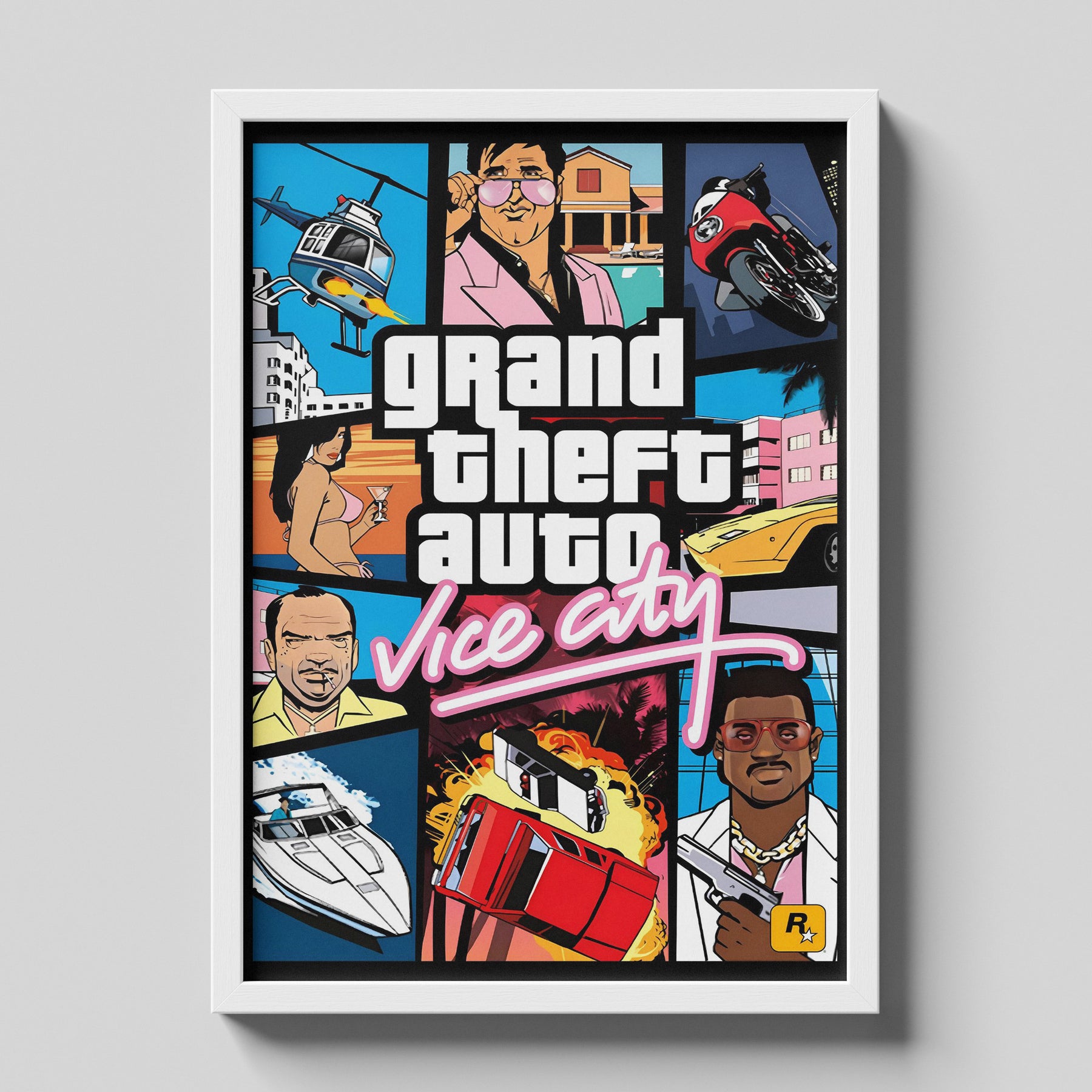 Grand Theft Auto Vice City Retro Game Poster