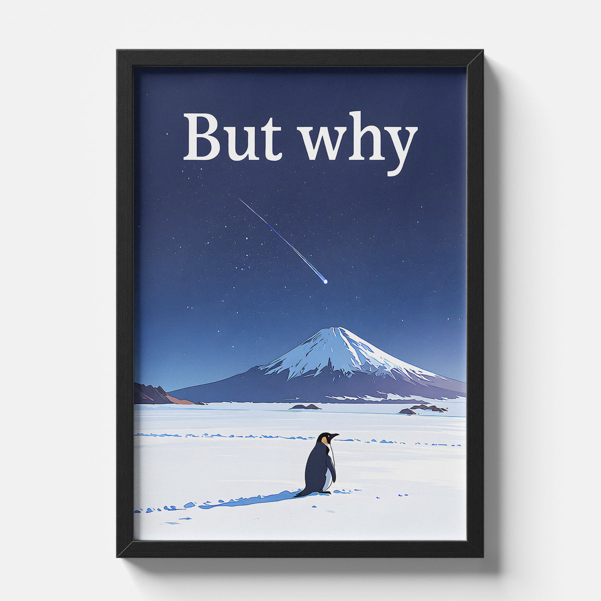 But Why Penguin Existentialism Quote Poster Minimalist Aesthetic Landscape Wall Art