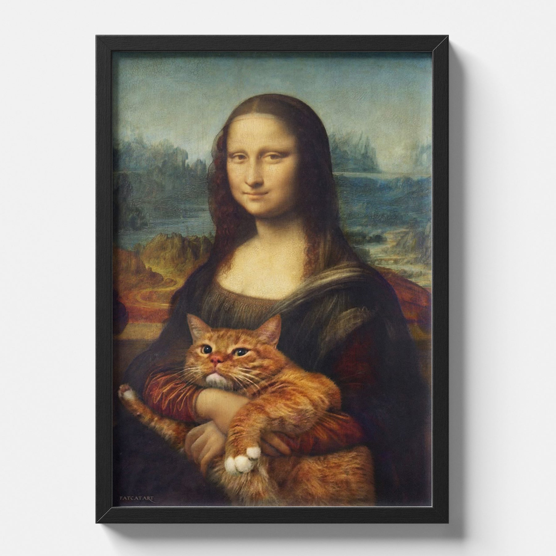 Mona Cat - Classic Portrait with Orange Tabby Cat Funny Artwork