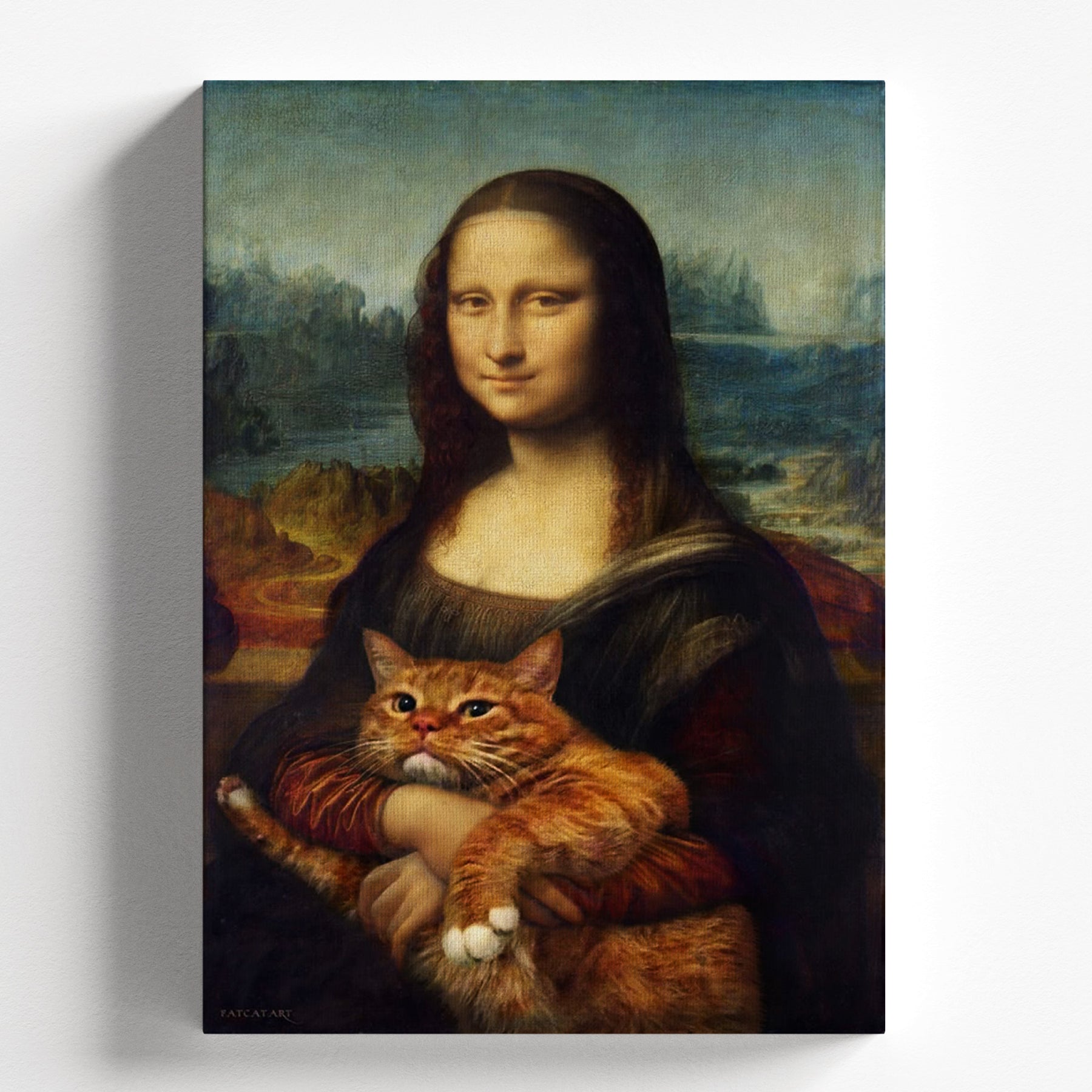 Mona Cat - Classic Portrait with Orange Tabby Cat Funny Artwork