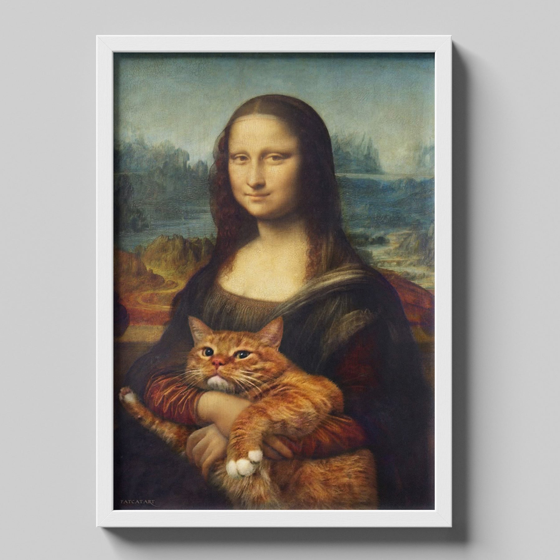 Mona Cat - Classic Portrait with Orange Tabby Cat Funny Artwork