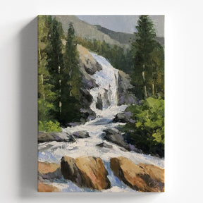 Forest Waterfall Painting