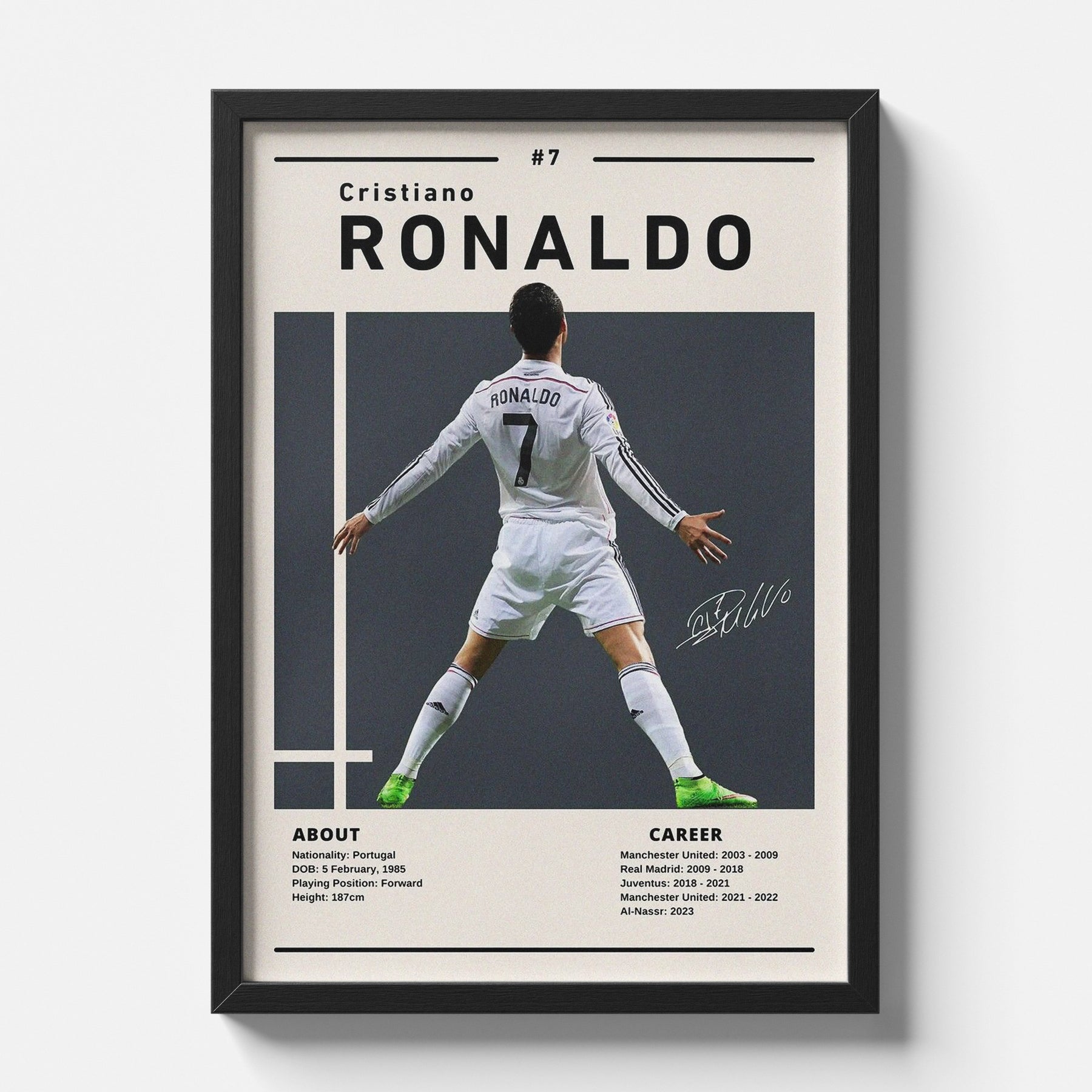 Cristiano Ronaldo CR7 Poster | Football Legend Minimal Wall Art
