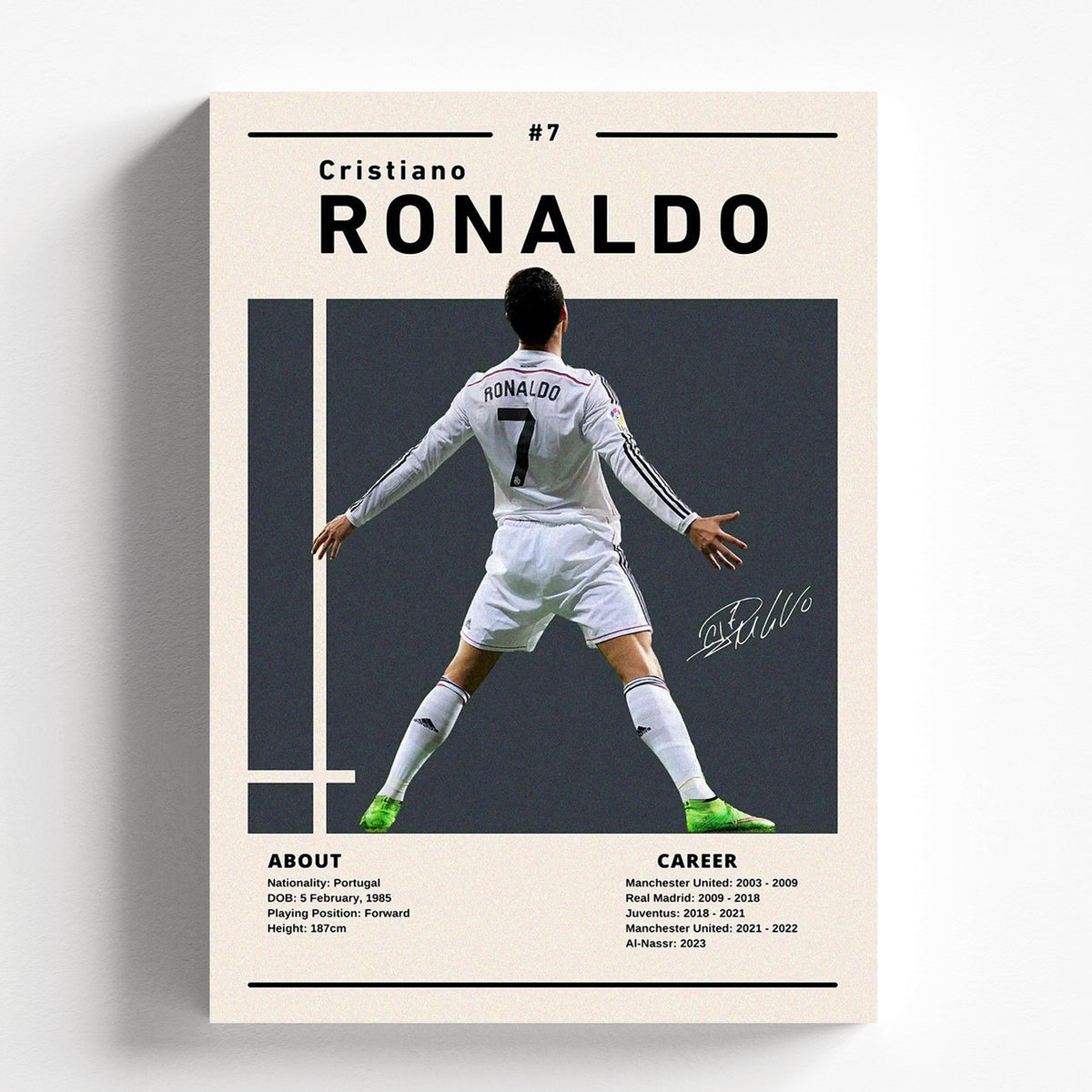 Cristiano Ronaldo CR7 Poster | Football Legend Minimal Wall Art