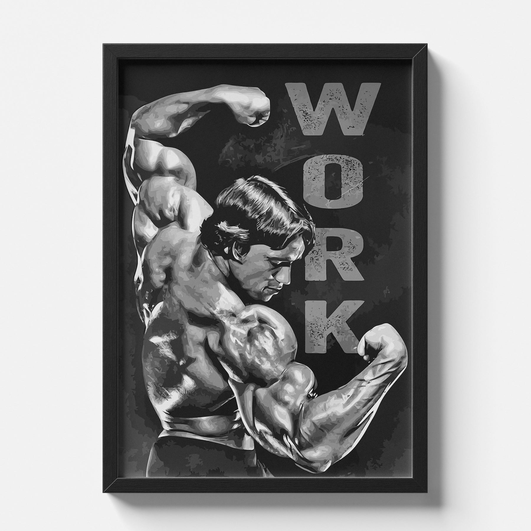 Arnold Schwarzenegger Work Hard Bodybuilding Motivation Poster Black Edition