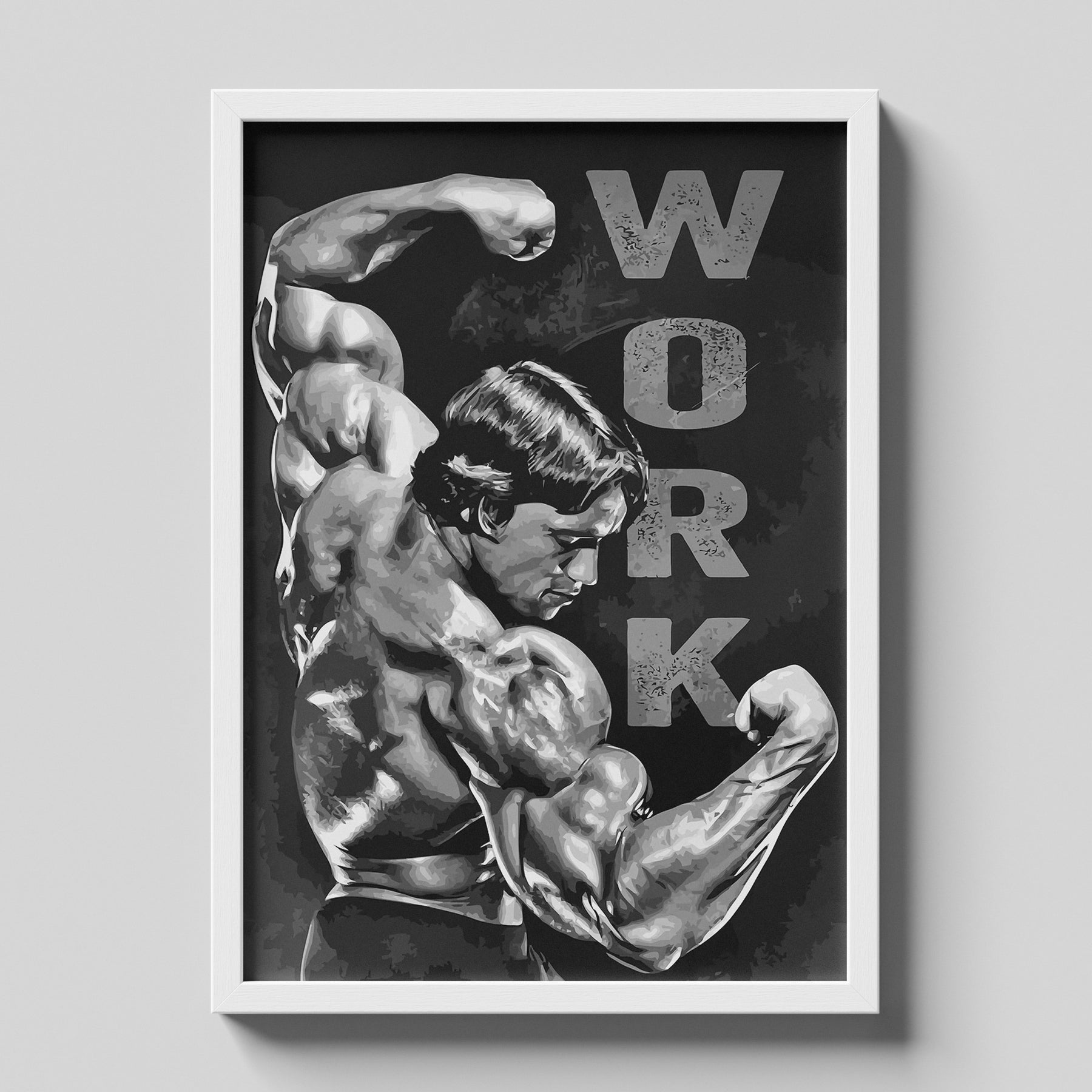 Arnold Schwarzenegger Work Hard Bodybuilding Motivation Poster Black Edition