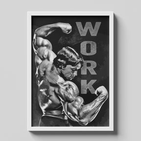 Arnold Schwarzenegger Work Hard Bodybuilding Motivation Poster Black Edition