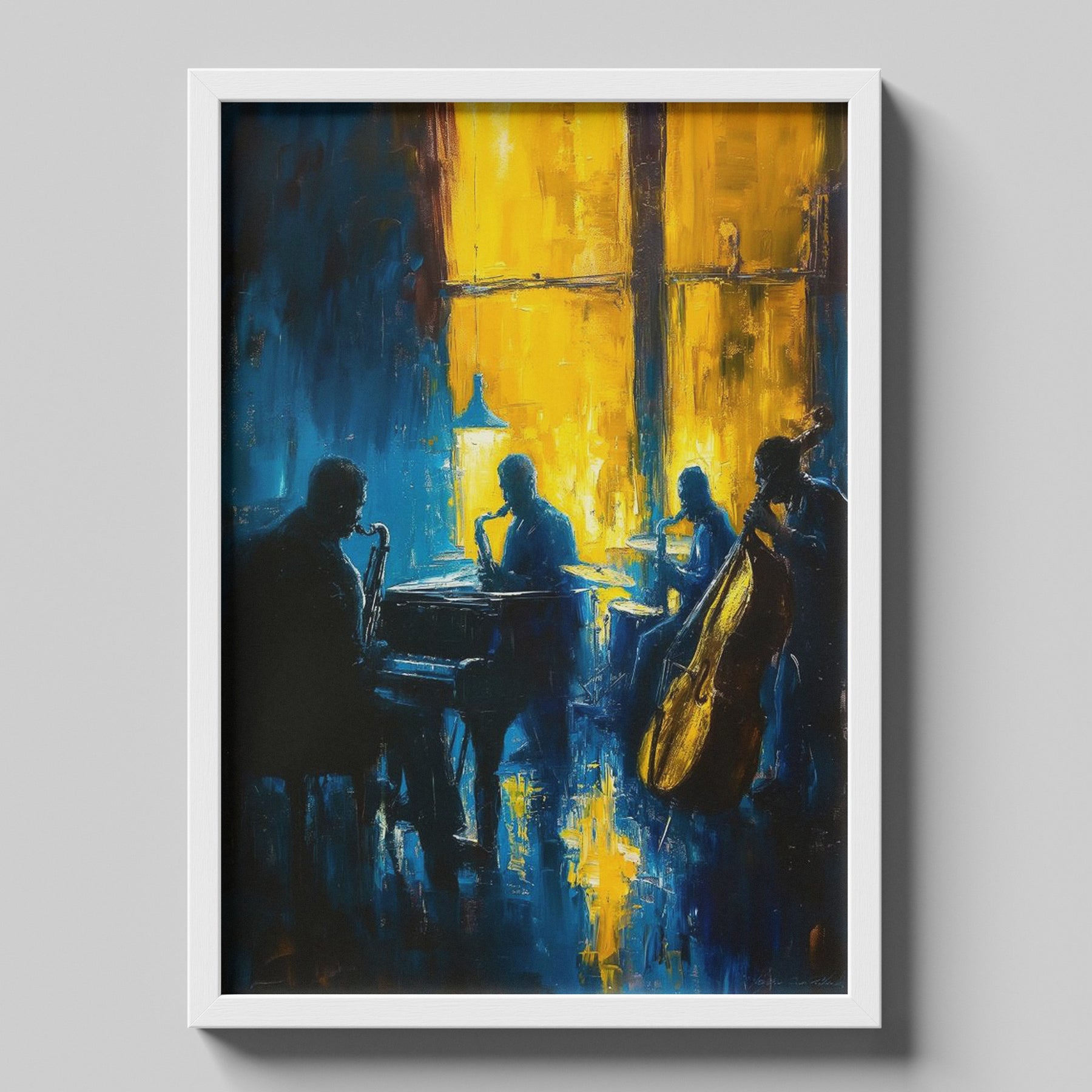 Midnight Jazz - Abstract Saxophone and Bass Painting
