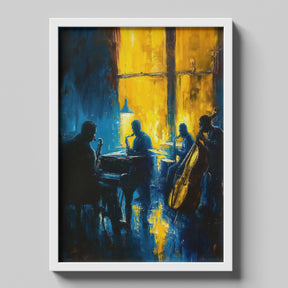 Midnight Jazz - Abstract Saxophone and Bass Painting