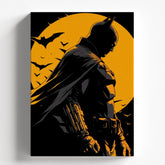 Batman Silhouette with Yellow Moon