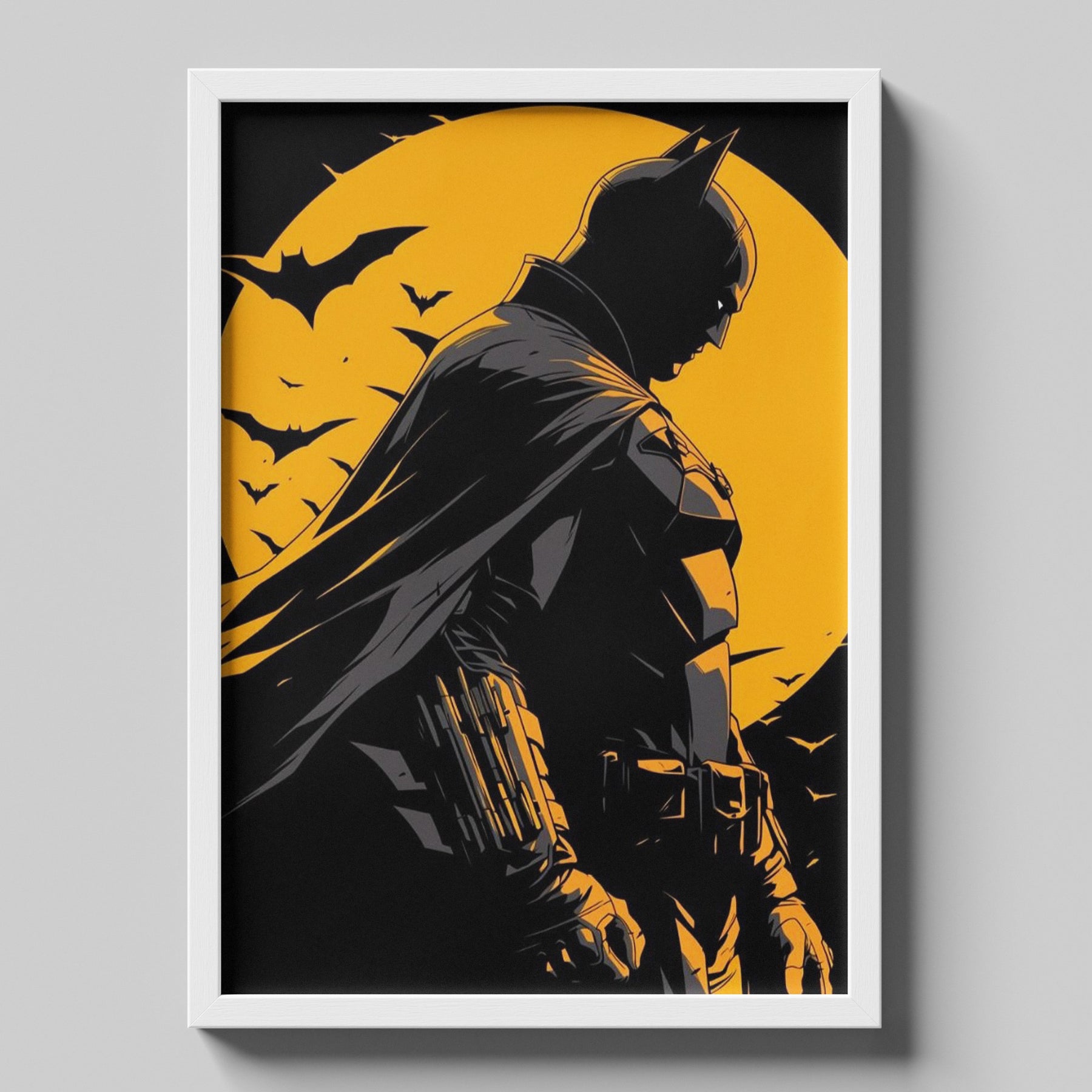 Batman Silhouette with Yellow Moon