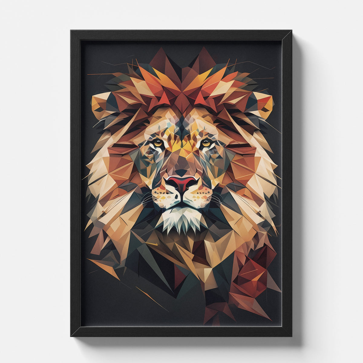 Geometric Lion Portrait Modern Abstract Wall Art
