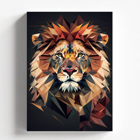 Geometric Lion Portrait Modern Abstract Wall Art