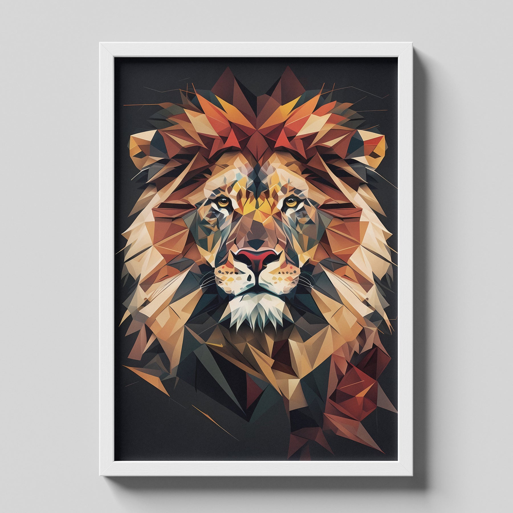 Geometric Lion Portrait Modern Abstract Wall Art