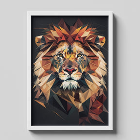 Geometric Lion Portrait Modern Abstract Wall Art