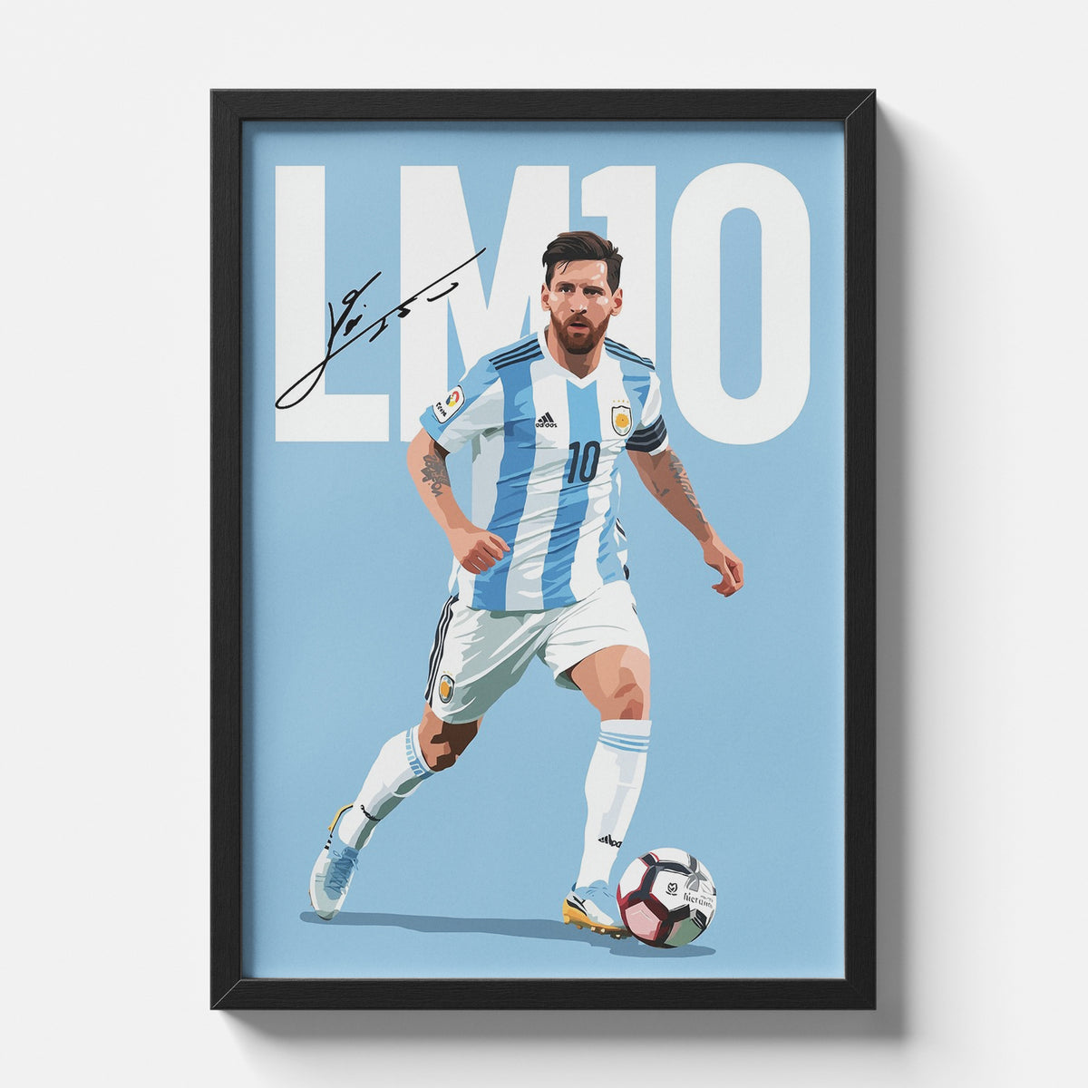 Lionel Messi Argentina LMO Football Poster | GOAT Soccer Wall Art Print