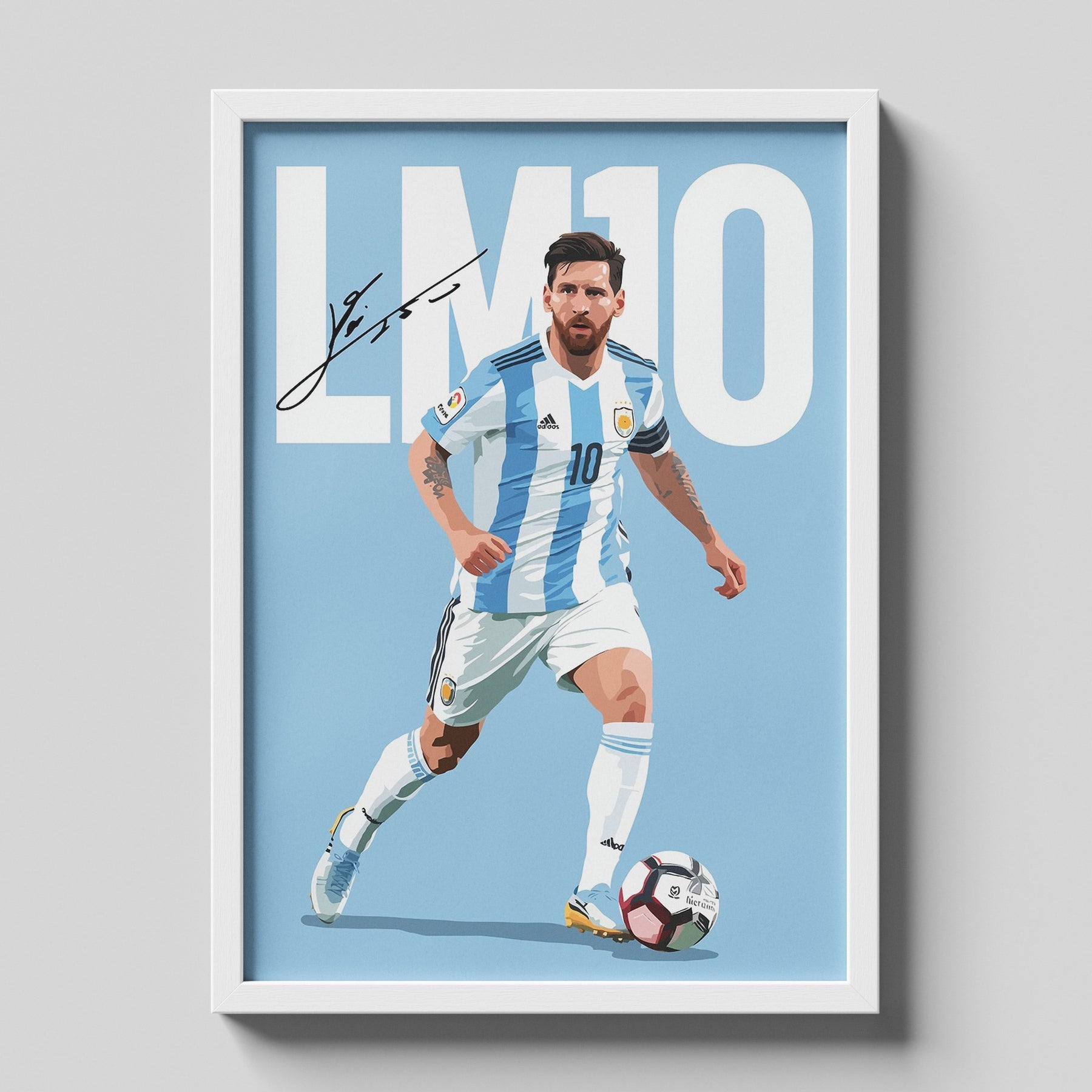Lionel Messi Argentina LMO Football Poster | GOAT Soccer Wall Art Print