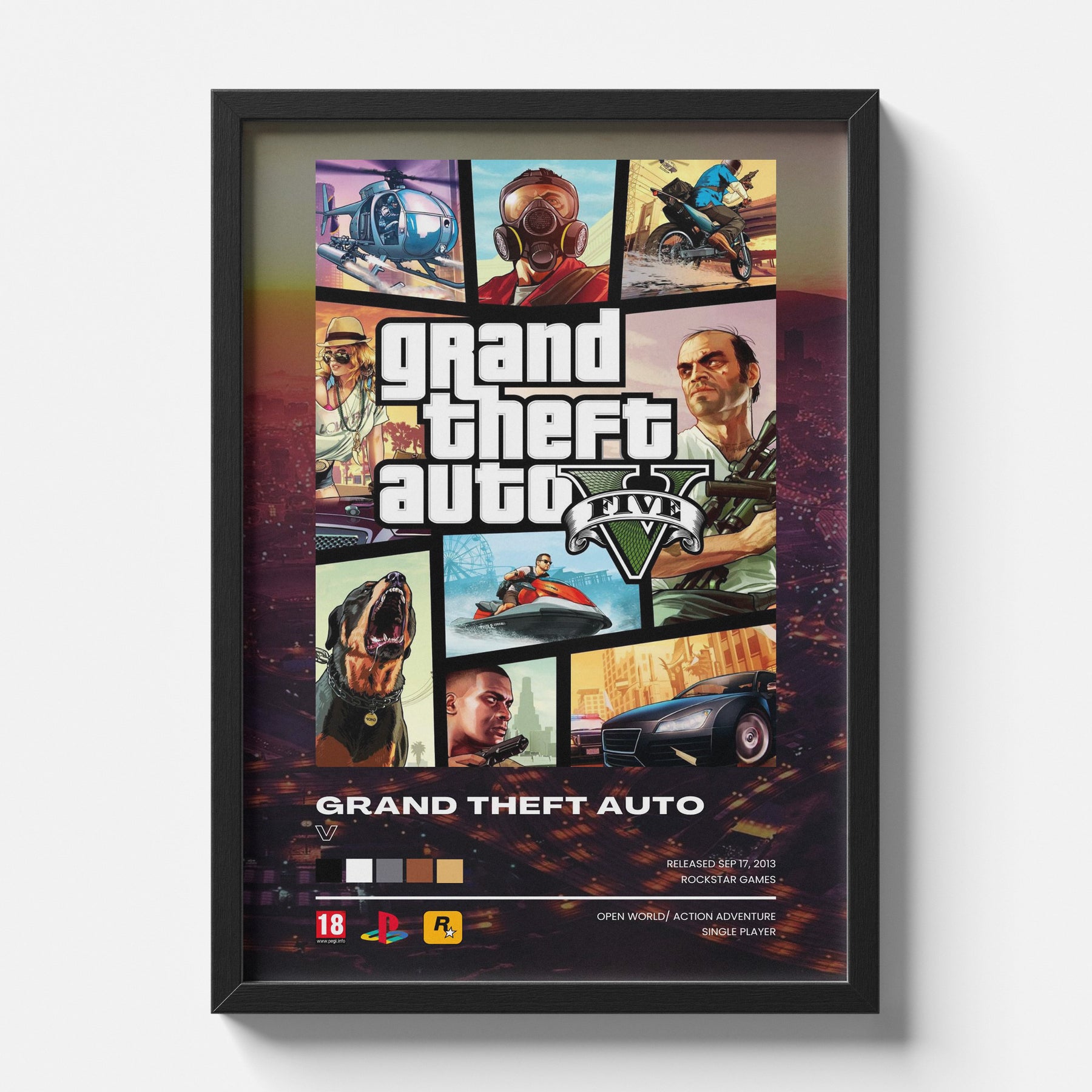Grand Theft Auto V Classic Collage Game Poster
