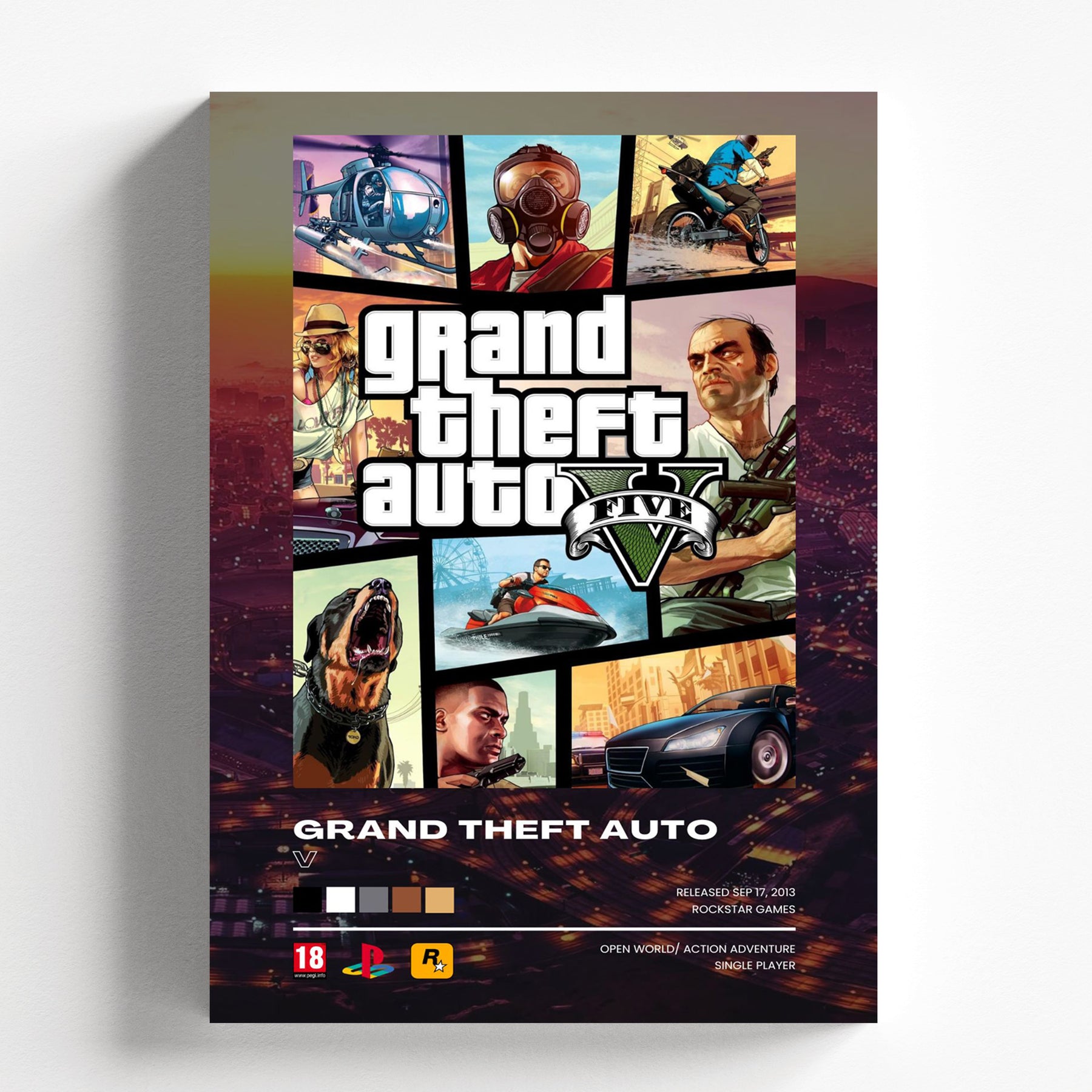 Grand Theft Auto V Classic Collage Game Poster