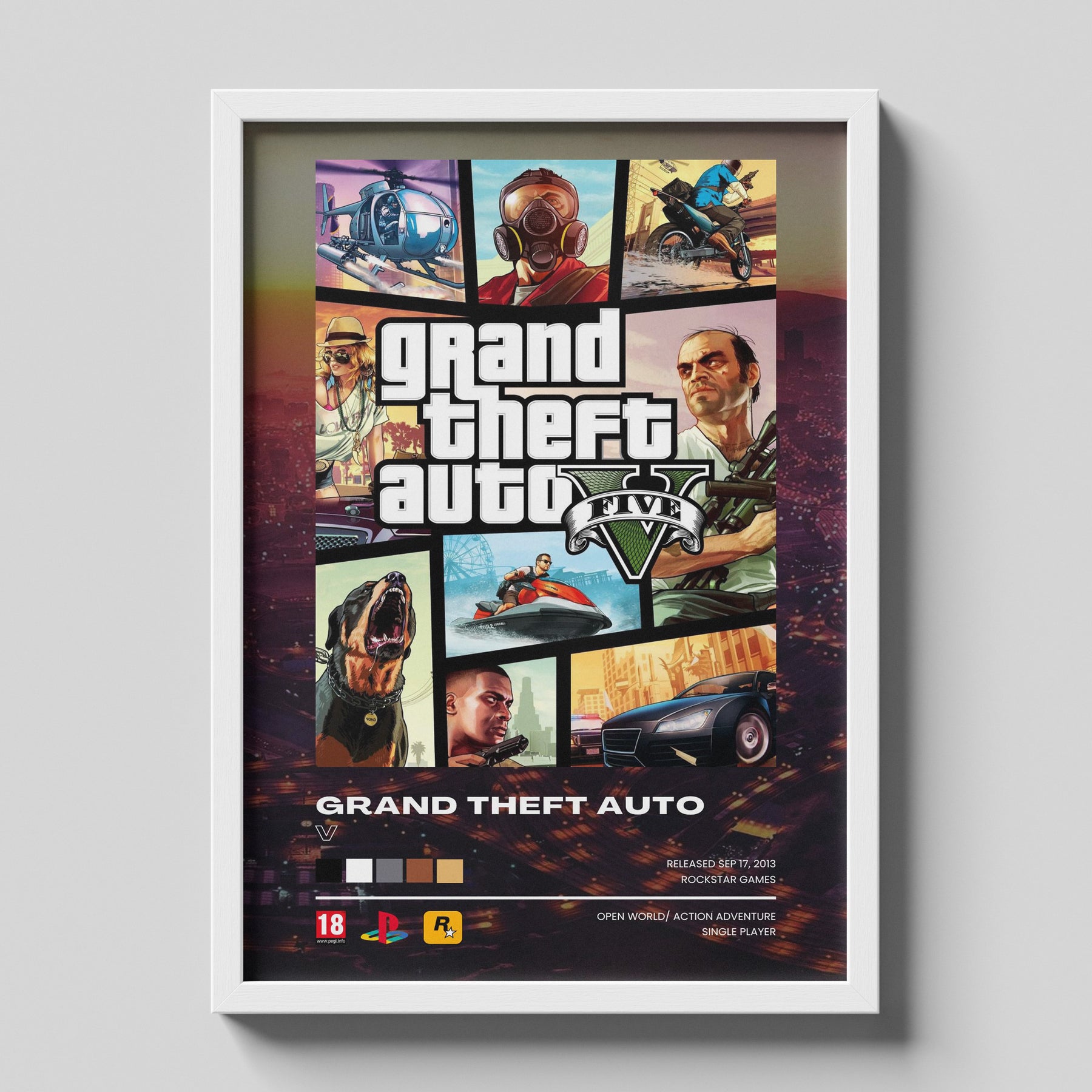 Grand Theft Auto V Classic Collage Game Poster