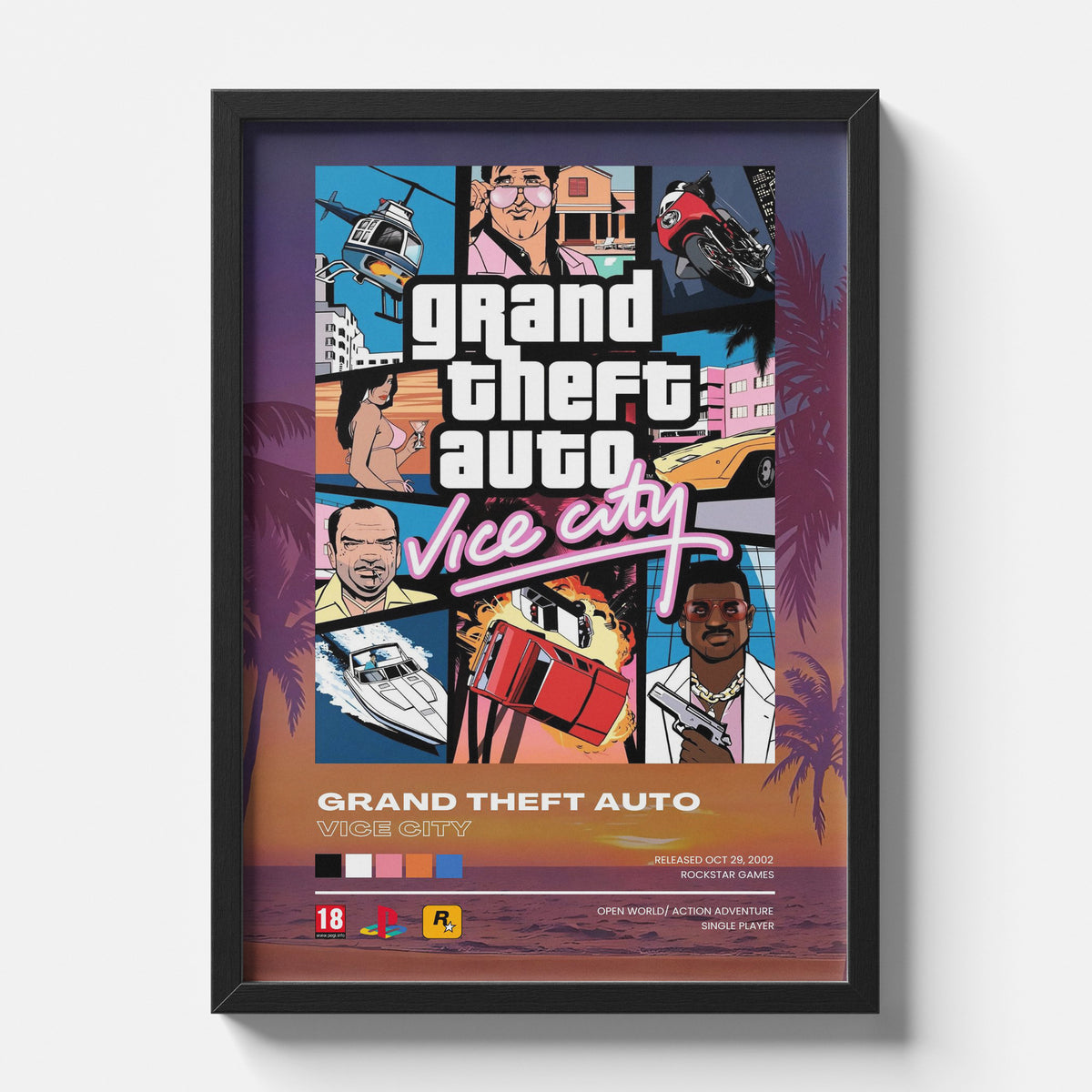 Grand Theft Auto Vice City Retro Collage Poster