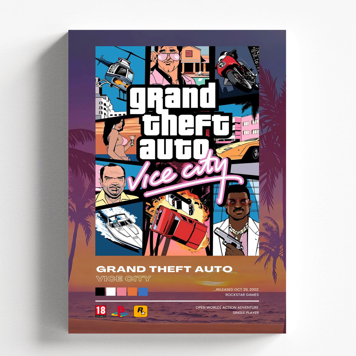 Grand Theft Auto Vice City Retro Collage Poster