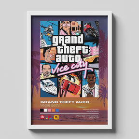 Grand Theft Auto Vice City Retro Collage Poster