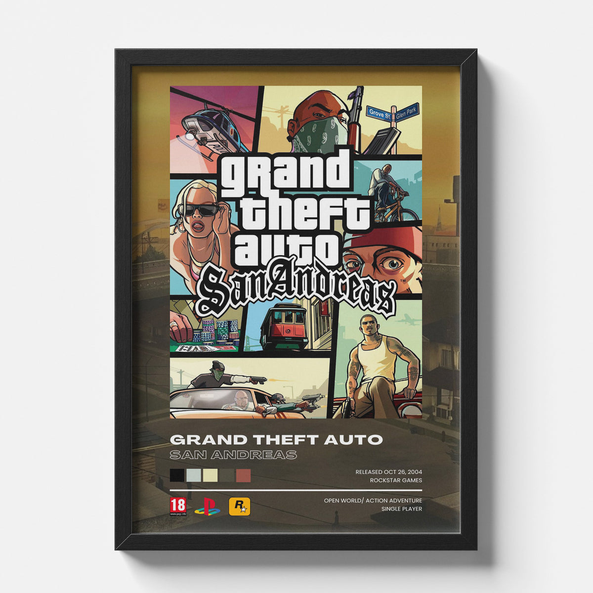 Grand Theft Auto San Andreas Classic Collage Poster