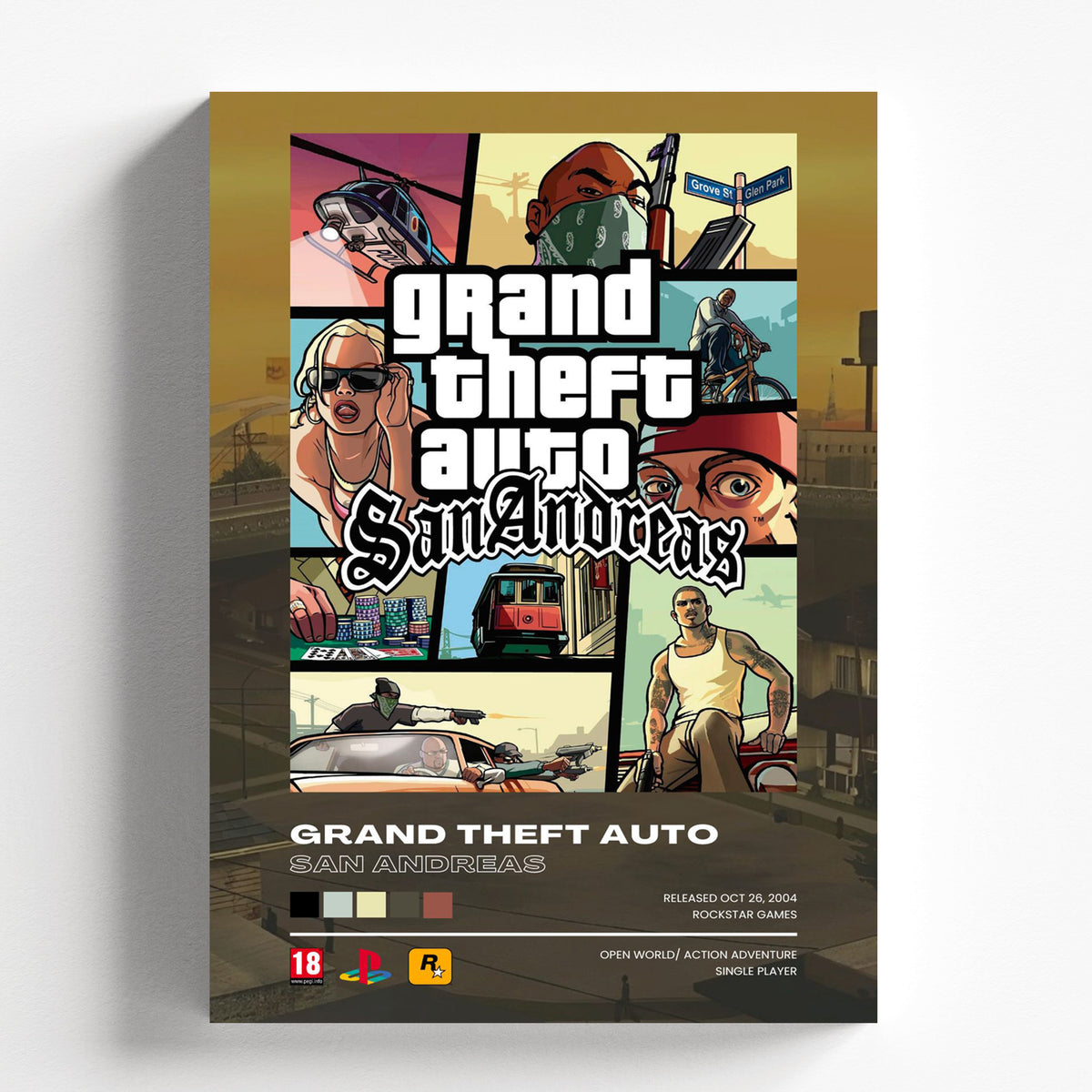 Grand Theft Auto San Andreas Classic Collage Poster