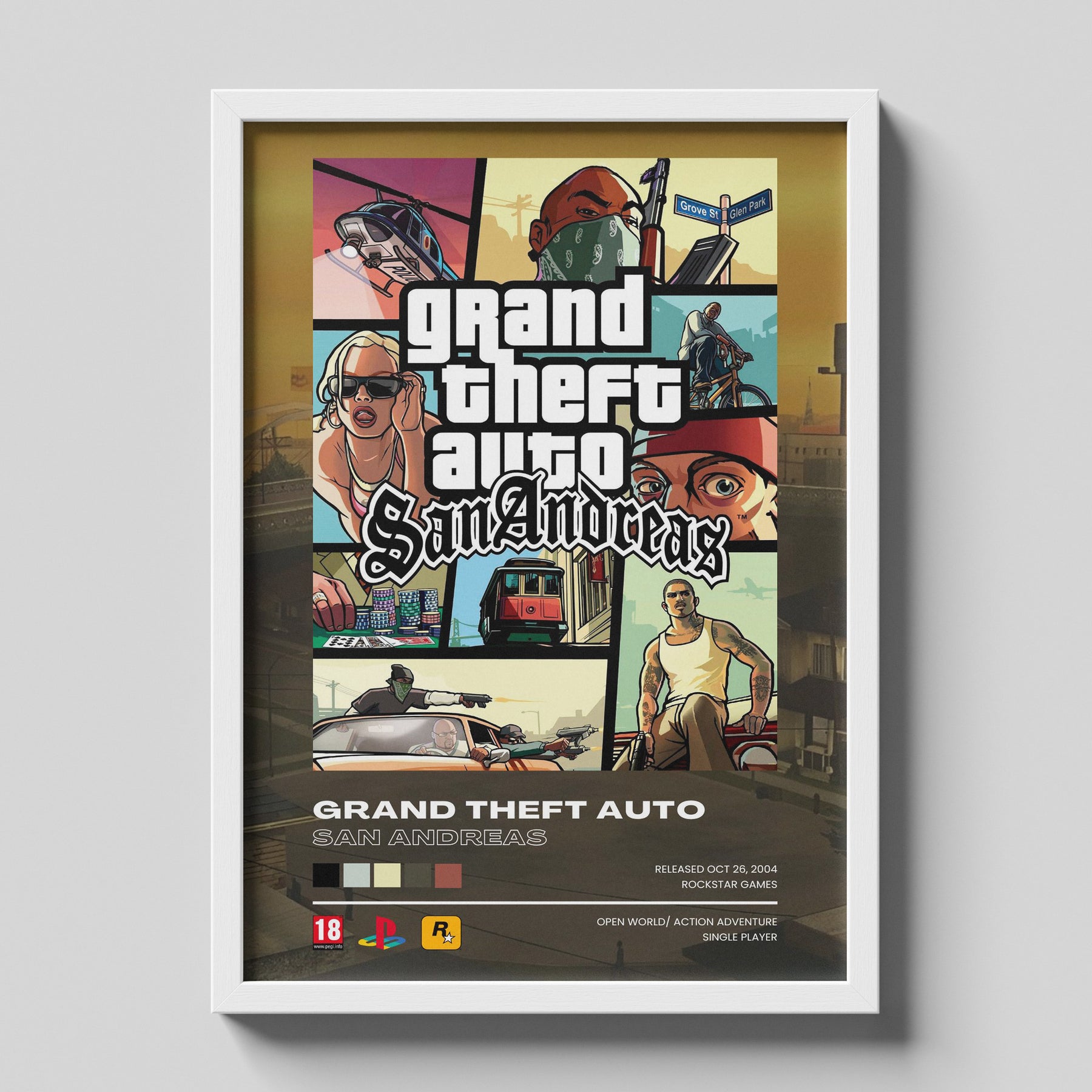 Grand Theft Auto San Andreas Classic Collage Poster