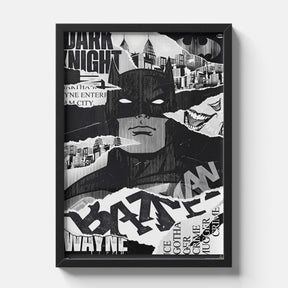 Batman Gotham City Collage Monochrome Art Poster